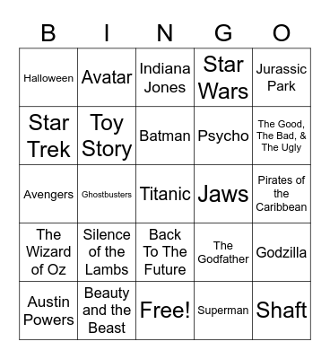 Total-Quiz.com presents Radio Bingo Movie Themes Bingo Card