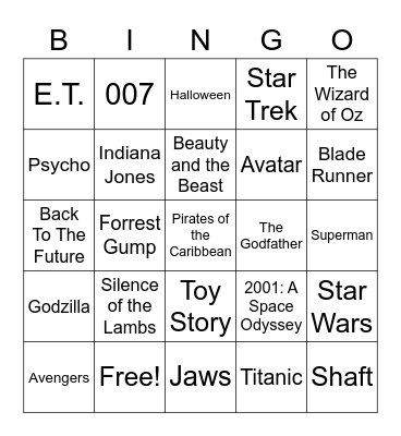 Total-Quiz.com presents Radio Bingo Movie Themes Bingo Card