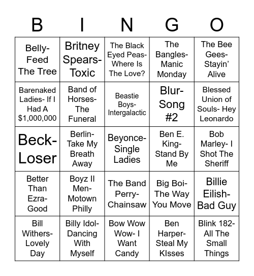 Total-Quiz.com presents Radio Bingo "B" Music Bingo Card