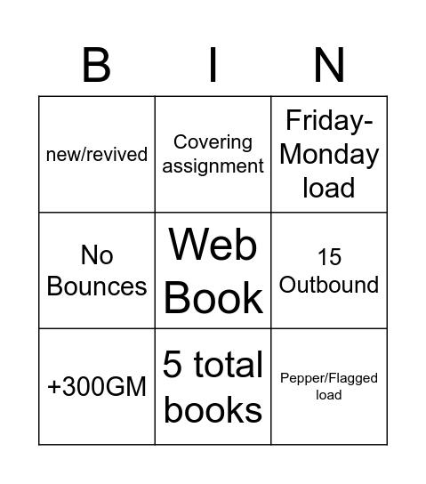 Bingo Friday Bingo Card