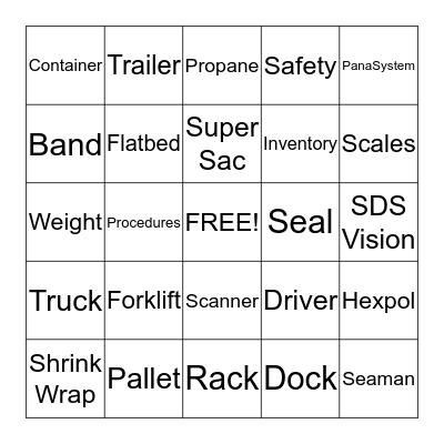 SDS WH1 WAREHOUSE BINGO  Bingo Card