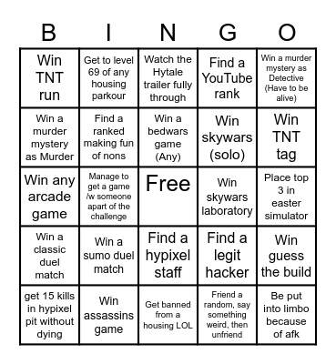 Hypixel Bingo Card