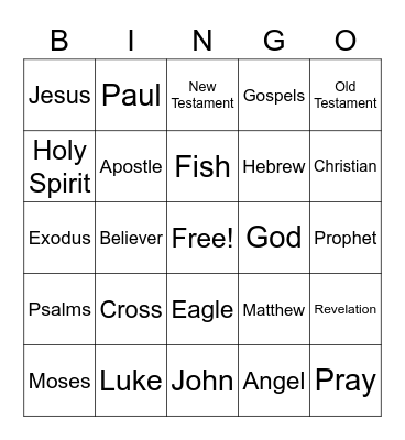 Bible Bingo Card