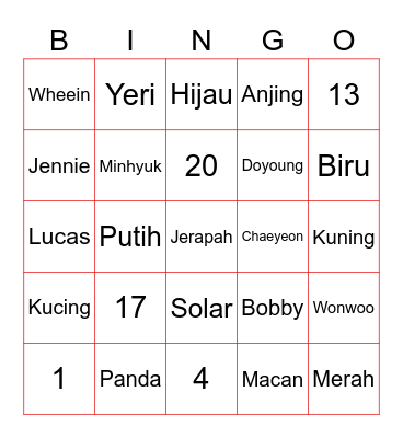 Bingo KM_WHEEIN95 Bingo Card