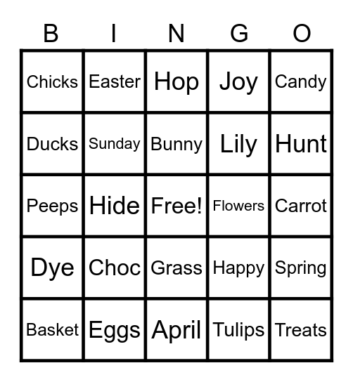 Easter Bingo Card