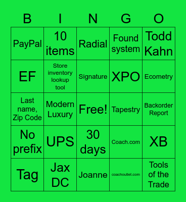 COACH Bingo Card