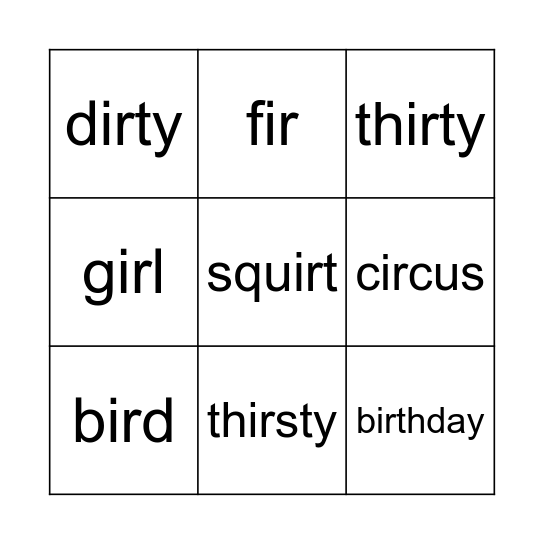 ir Bingo Card