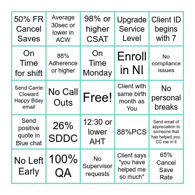 Virtual Spring Bingo Card