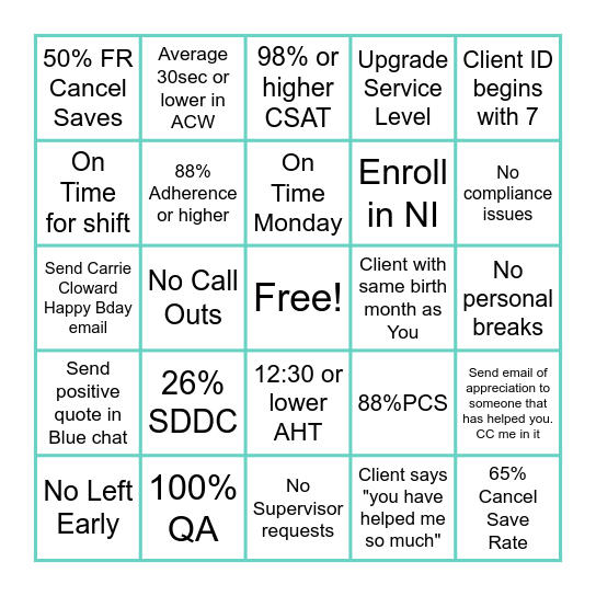 Virtual Spring Bingo Card