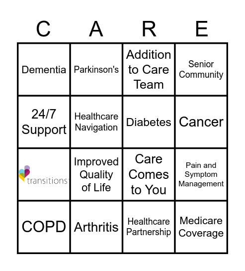 Transitions Palliative Care Bingo Card
