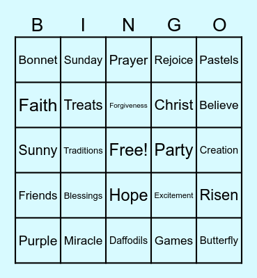 Easter Bingo Card