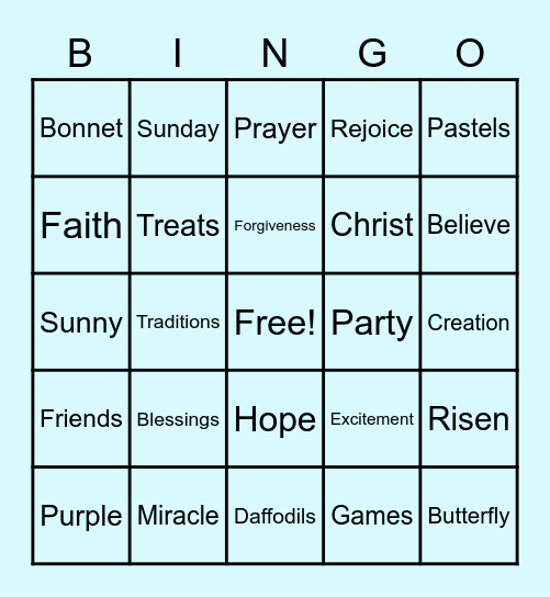 Easter Bingo Card