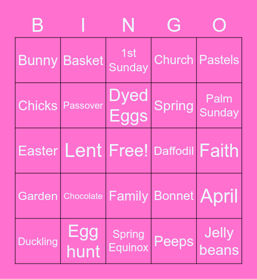 Easter Bingo 🐣 Bingo Card