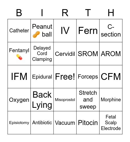 Birth Bingo Card