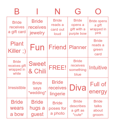 Dipti's 40th Birthday Bingo Card
