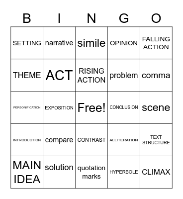 ELA BINGO Card