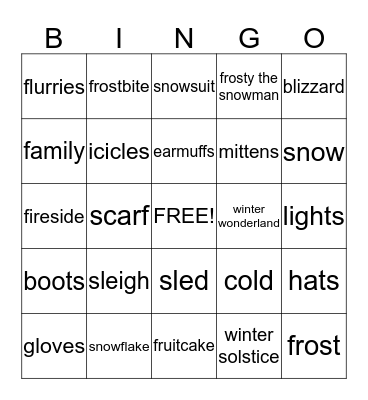 Merry Christmas Bingo Card