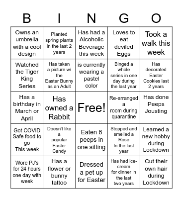 Zoom Easter Bingo Card
