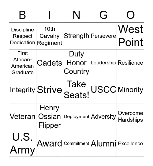 West Point 2015 Henry O. Flipper Dinner Bingo Card