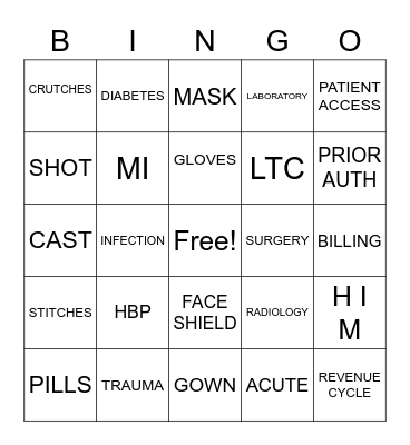 HOSPITAL B I N G O Bingo Card