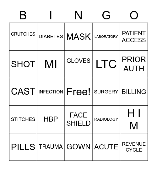 HOSPITAL B I N G O Bingo Card