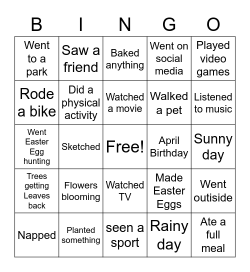 Spring Is here Bingo Card