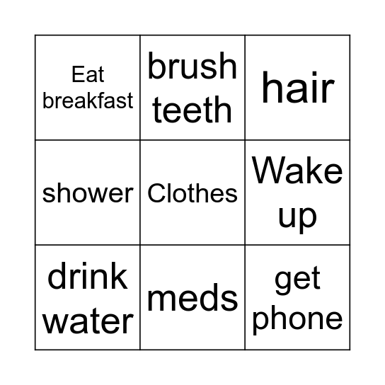 Tomorrow morning Bingo Card