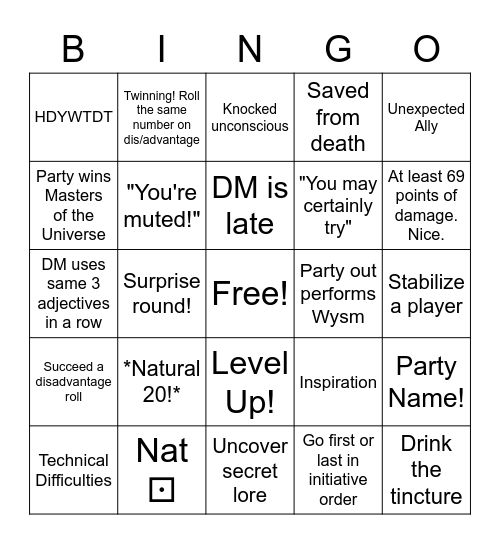 GlyphTrickGames Bingo Card