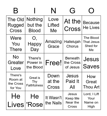 Easter Songs Bingo Card