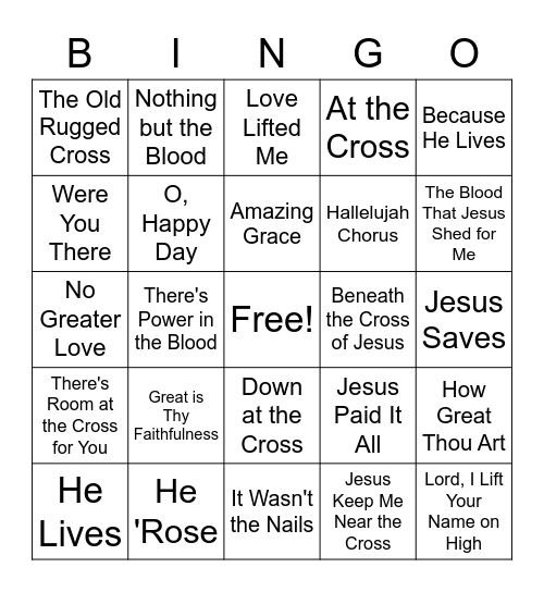 Easter Songs Bingo Card