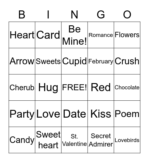 Be my Valentine! Bingo Card