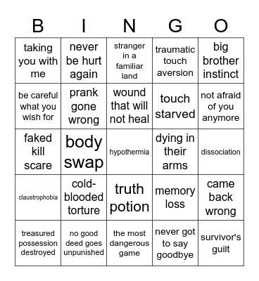bad things happen :) Bingo Card