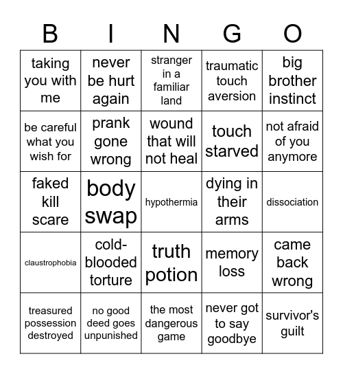 bad things happen :) Bingo Card