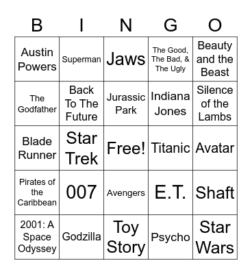 Total-Quiz.com presents Radio Bingo Movie Themes Bingo Card