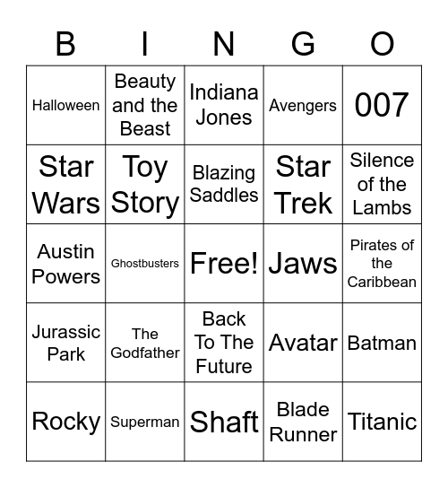 Total-Quiz.com presents Radio Bingo Movie Themes Bingo Card