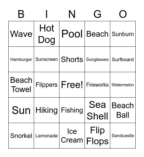 Summer Bingo! Bingo Card