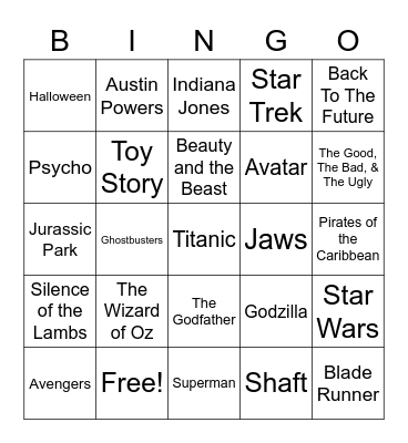 Total-Quiz.com presents Radio Bingo Movie Themes Bingo Card