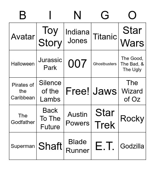 Total-Quiz.com presents Radio Bingo Movie Themes Bingo Card