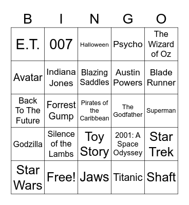 Total-Quiz.com presents Radio Bingo Movie Themes Bingo Card
