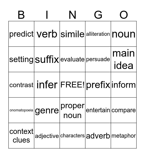 Reading Review Bingo Card