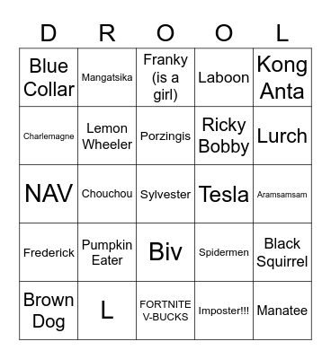 Dub Club Bingo Card