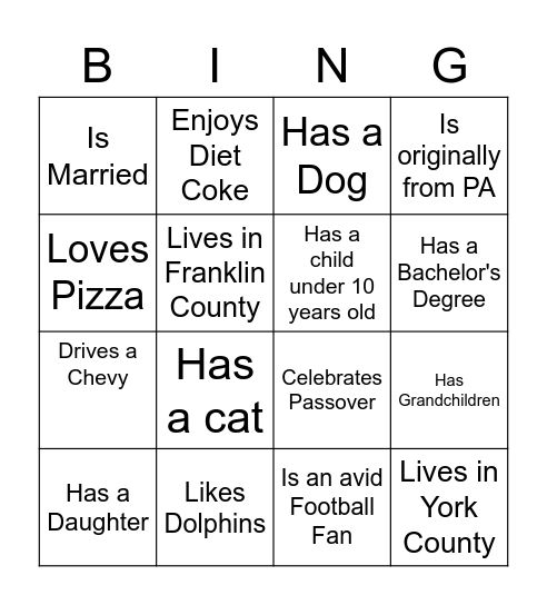 PennCares Bingo Card