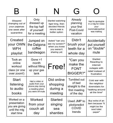 WFH, #2 Bingo Card