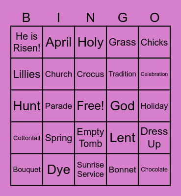 Easter Bingo Card