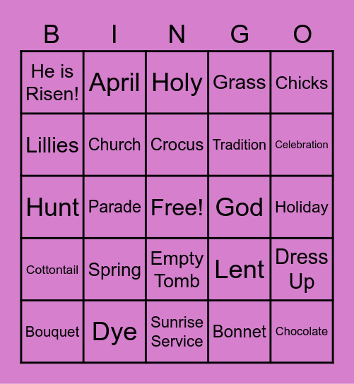 Easter Bingo Card