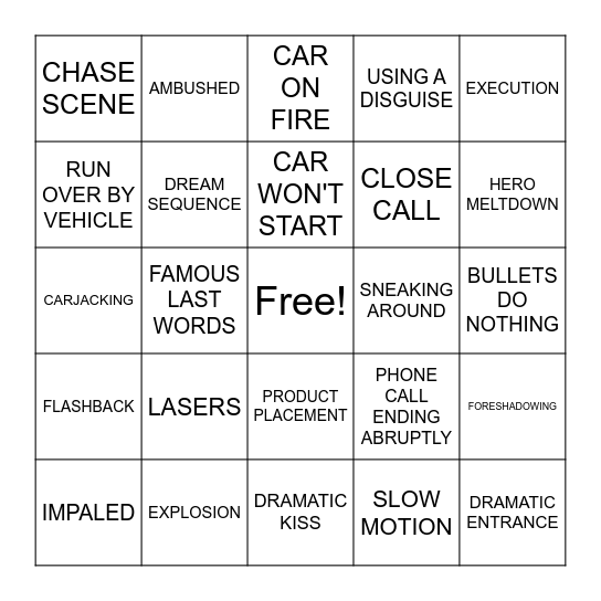 Virtual BingoFlix: The Terminator (1984, R) Bingo Card