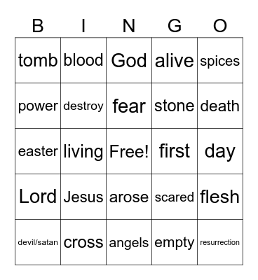 Easter Bingo - cross out as you listen to the sermon Bingo Card