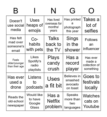 Find someone who... Bingo Card
