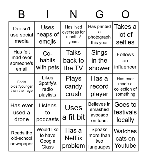 Find someone who... Bingo Card