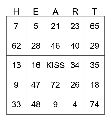 HAPPY VALENTINE'S DAY  Bingo Card